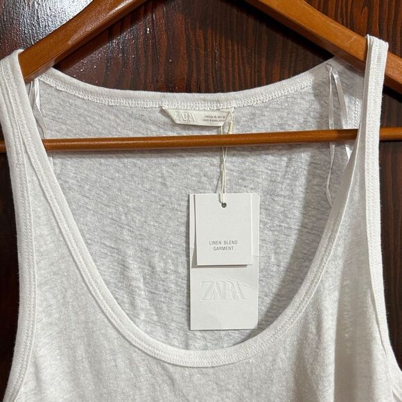 NWT Zara Linen Blend  White Tank Top - Picture 3 of 6